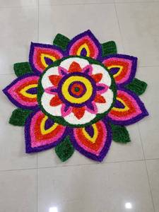 Tapis Rangoli Floral de Luxe Fait Main pour la Décoration de Diwali, Réutilisable, Coloré, Décoration de Sol pour Fêtes, Entrée Traditionnelle pour Pooja - Product Image 3