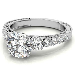 Anillo de compromiso de moissanita de corte redondo para ella, anillo de boda de plata de ley 925, anillo solitario, regalo de aniversario para mujeres - Product Image 1