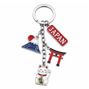 Porte-clés en métal sur mesure avec breloques multiples sur le thème du Japon Porte Torii de Fuji pour souvenirs de voyage culturels - Product Image 1