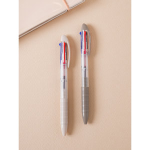 Penna a sfera a 3 colori a bassissima viscosità 0.38mm Set 2 pezzi-crema alla sabbia - Product Image 1