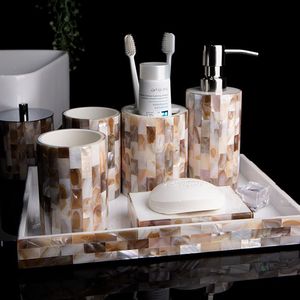 Accesorios de baño hechos a mano con nácar, estilo antiguo, juego decorativo para tocador, artículos esenciales de lujo para baño de casa u hotel - Product Image 1