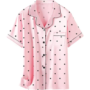 Ensemble de pyjama d'été simple pour femme, manches courtes, col en V, short avec cordon de serrage, confortable, en promotion - Product Image 3