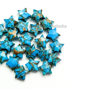 Piedra Preciosa Tallada a Mano de Cobre Turquesa AAA, Corte Estrella Facetado de 8mm, Briolette, Piedra Suelta para Fabricación de Joyas, Venta al por Mayor a Granel - Product Image 6