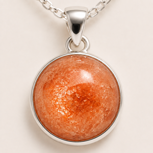 Collar con colgante de piedra del sol engastada en bisel chapado en oro de 18K, plata de ley 925, cabujón naranja melocotón, cadena de cable para personalización al por mayor - Product Image 3