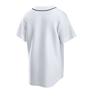 Men's White Baseball Jersey Short Sleeve Button Front 100% Polyester Breathable Regular Fit Adult All Seasons - Product Image 3