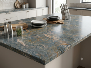 Dalle de comptoir en quartzite et marbre Côte d'Azur, pierre naturelle, pour îlot de cuisine moderne, table de salle de bain pour maison et villa - Product Image 1