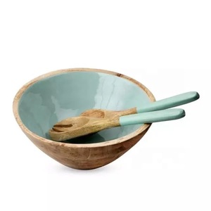 Juego de Ensaladera de Madera Natural Personalizada con Adhesivo Impreso en Esmalte, Elegante Juego de Servidor de Ensalada de Madera, Utensilios de Madera Orgánica para Servir - Product Image 4