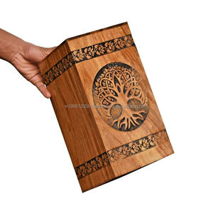 Meilleure vente Boîte d'urne en bois pour cendres humaines Urne en bois pour cendres d'adultes avec un beau design gravé Urnes de crémation en bois - Product Image 3
