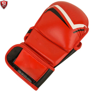 ถุงมือ MMA หนัง PU คุณภาพสูง แบบเปิดนิ้ว ปรับสายรัดข้อมือได้ ปิดด้วยแถบตีนตุ๊กแก บุฟองน้ำ สำหรับศิลปะการต่อสู้ มวย - Product Image 4