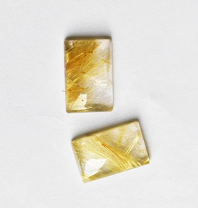 Cristales de Rutilo Dorado Natural de Alta Calidad, Pulidos, Sueltos, Cabujones con Base Plana, Forma Baguette, Tamaños Variados, Gemas Calibradas y Lisas - Product Image 4