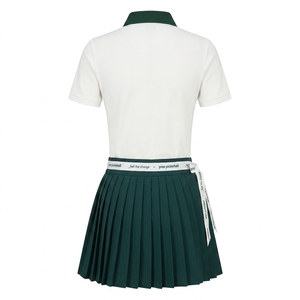 Conjunto de polo estilo preppy para pickleball personalizado para mujer con falda plisada, cintura elástica, lazo con logo de la marca, transpirable y de secado rápido. - Product Image 4