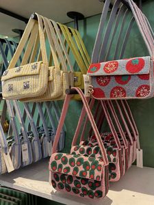 Sac à bandoulière artisanal en perles de rocaille, motif insectes de jardin, chenilles et libellules, directement de l'usine, modèle Blueprint - Product Image 5