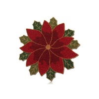 Vente directe usine Inde Faible MOQ Napperons modernes écologiques en perles de verre brodées motif fleur rouge Prix de gros par carton