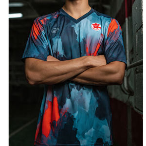 Maillots de football personnalisés en sublimation, 100% polyester, manches courtes, maillots d'entraînement, col en V, maillot imprimé - Product Image 3