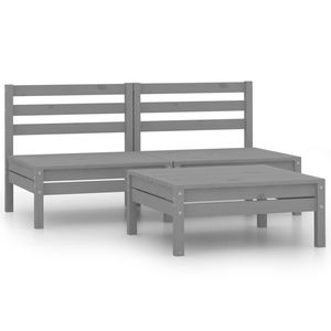Conjunto de Muebles de Jardín Modulares Compactos de Madera de Pino Sólido Gris - Product Image 1