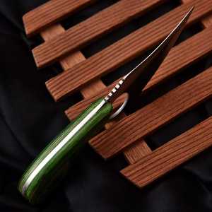 Wood Handle Drop Point Skinner Knife High Carbon Steel Blade Black Leather Sheath With Brass Emblem - Product Image 3