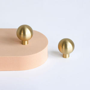 Modern Round Ball Solid Brass Cabinet <b>Knob</b> Brushed Gold Finish <b>Drawer</b> <b>Knob</b> for Kitchen Cabinet Wardrobe Furniture Hardware - Product Image 6