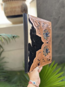 Customized Hair On Hide Leather Business Planner Portfolio Conference File Folders Document Folder Binder With Card Holder - Product Image 2
