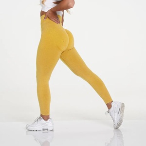 Nouveauté GAF : Leggings de sport côtelés pour femme, taille haute, effet froncé, 92% coton, 8% élasthanne - Product Image 4