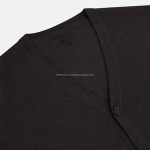 Hot Selling Custom <b>Men's</b> Casual V Neck Knitted Wool/Acrylic Breathable Sweater <b>Cardigan</b> Loose Comfortable Solid Warm <b>Long</b> Sleeve - Product Image 2