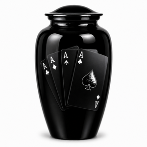 Jetons de poker de luxe haut de gamme, cartes à jouer, autocollant photo avec urne funéraire commémorative en émail pour cendres humaines d'adultes - Product Image 1