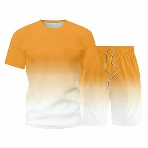 Conjunto de chándal de manga corta para hombre, ropa deportiva informal con gradiente, sudadera de verano - Product Image 2
