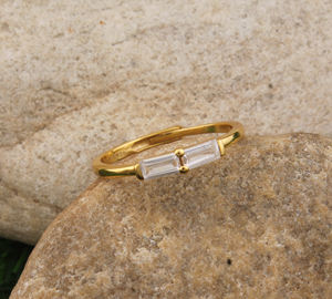 Anillo de Plata de Ley 925 con Engaste Rectangular de Circonita Cúbica, Clásico para Bodas, Aniversarios y Fiestas, Chapado en Oro Vermeil de 18K, Regalo al por Mayor para Ella - Product Image 6