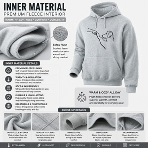 Men's Gray <b>Hooded</b> Fleece Sweatshirt with Hand Drawn <b>Dog</b> Design Casual Regular Fit Breathable Winter Wear - Product Image 4
