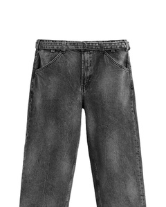 Jeans baggy pour hommes personnalisés de haute qualité motif solide pantalon Vintage mi décontracté tricoté tissage Denim Anti-rides écologique - Product Image 2