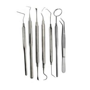 Kit d'examen dentaire en acier inoxydable pour usage professionnel : miroir de blanchiment dentaire, détartreur, pinces, instruments chirurgicaux de base - Product Image 2