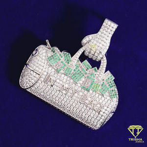 Designer Money Bag Pendant with VVS Moissanite Diamonds and 925 Sterling Silver Streetwear Jewelry - Product Image 5