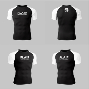 Flair Men's <b>Black</b> And White Raglan Sleeve <b>Compression</b> <b>Shirt</b> Quick Dry Slim Fit Sporty O-Neck Base Layer - Product Image 6
