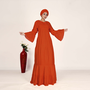 Vestido Largo Kaftan de Rayón para Mujer, Estilo Islámico Árabe de Dubái, con Bordado Chikankari Schiffli y Mangas Holgadas - Product Image 3