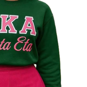 Sudadera Personalizada de Forro Polar Ecológico de 400 Gramos para Mujer, de la Hermandad Alpha Kappa Alpha, Otoño/Invierno, Color Sólido, Opción Frontal Rosa Verde - Product Image 6