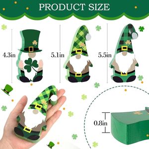 Decorazioni per la festa di San Patrizio, 3 pezzi, gnomi scandinavi in legno, insegna con trifoglio, decorazioni per la tavola, portafortuna - Product Image 2