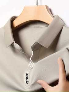 Nouveauté, polo pour homme 100% coton, chemise décontractée à manches longues, respirante, jersey uni, logo personnalisé, pour toutes les saisons - Product Image 4