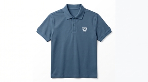 Polo à manches courtes bleu pour homme Dumela International, broderie sur le devant, uni, décontracté, respirant, en polyester tricoté, coupe classique - Product Image 1
