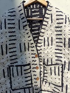 Block Printed Cotton Quilted <b>Jacket</b>: Boho Handmade Women's Coat - Product Image 3