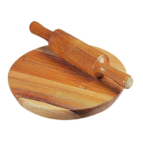 Acacia Wood <b>Rolling</b> <b>Pin</b> and Board Solid Wood Dough Roller with Round Board for Baking and Cooking Roller <b>Pin</b> - Product Image 4