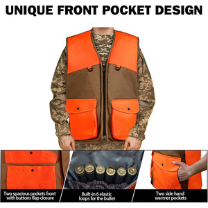 Chaleco de Caza Upland 2026 con Múltiples Bolsillos Marrón/Naranja, Chaleco de Caza de Aves con Bolsa Expandible para Caza, Fabricado por Imra Impex - Product Image 2