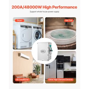 Interrupteur de transfert de puissance double jet 200A robuste 48000W ATS manuel 120/240V pour générateur, conforme aux normes - Product Image 3