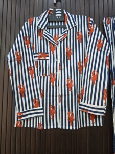 Conjunto de Pijama a Rayas con Estampado de Langosta para Mujer, Manga Larga, Botones al Frente, Pantalones Largos, Ropa de Dormir de Algodón Suave, Estilo Casual de Primavera - Product Image 2
