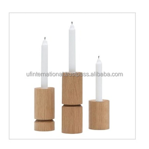 งานฝีมือไม้ตกแต่งเชิงเทียนไม้งานฝีมือไม้ชนบทเชิงเทียน tealight ขายส่ง 3 ชิ้นพร้อมขาย - Product Image 4