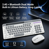 Kit Keyboard & Mouse Nirkabel BT Dual Mode Keyboard Ringkas untuk iPad Tablet Laptop Multi-Sistem iOS Android Windows Mac Office