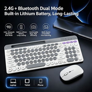 Clavier et souris sans fil BT double mode, clavier compact pour iPad, tablette, ordinateur portable, multi-systèmes iOS, Android, Windows, Mac, bureau - Product Image 1
