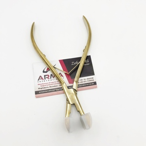 Pince à extensions capillaires Plasma Gold en acier inoxydable à surface plate avec coussinets en silicone pour la pose d'extensions de cheveux - Product Image 3