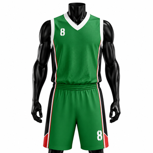 Ensemble d'uniformes personnalisés pour équipe de basketball |   Maillots respirants en polyester 100% sublimé, shorts à cordon de serrage |   T-shirts à bretelles en V |   Façade | - Product Image 1