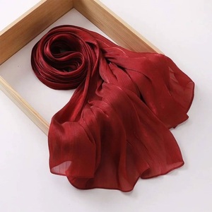 Elegant Long 100% Silk Scarf Solid Color Women Fashion Accessory All Seasons - Product Image 2