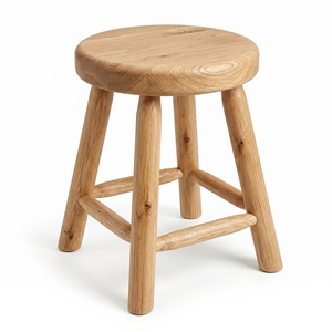 Taburete de Madera de Teca Natural, Silla de Comedor Redonda, Banco Pequeño Artesanal Balinés, Mueble de Interior para Bar o Cafetería - Product Image 1