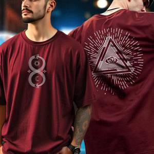 T-shirts surdimensionnés pour hommes, style streetwear décontracté, manches régulières, couleur unie, tissu éponge 100% coton, logo personnalisé OEM. - Product Image 1